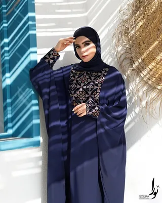 عبا صدف سوزندوزی سرمه ای