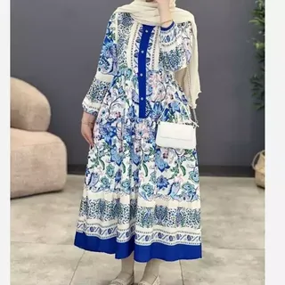 پیراهن ساحلی گلبهار عیدانه کرپ فلور ترک تنخور  عالی وشیک