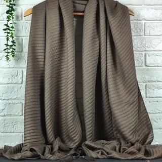 شال صدفی تک رنگ (کرم قهوه ای) قواره 200 در 70 کد SHS10