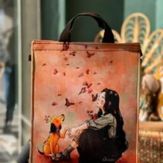 ساک دستی سرو دختر و سگ نارنجی