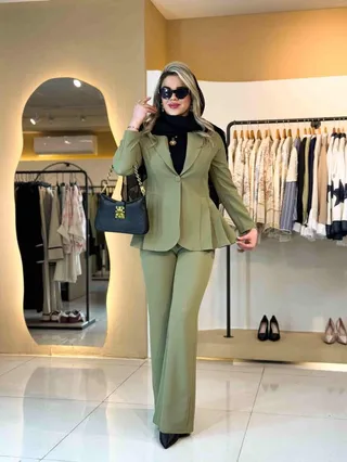 کت و شلوار پلیسه زیتونی 2001045