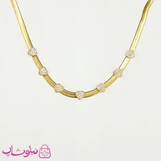 گردنبند زنانه قلب سفید با زنجیر هرینگبون کد 1991