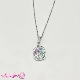 گردنبند زنانه میناکاری شده طرح برگ کد 98