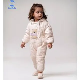 کاپشن سرهمی طرح خرس رنگ شیری زیزی کیدس