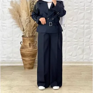 کت شلوار دیپلمات راه راه زنانه دوسایزی تا48