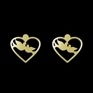 گوشواره طلا 18 عیار زنانه مدوپد مدل قلب و پرنده کد GA1-11048