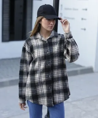 شومیز صدف چهارخونه A411041