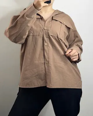 شومیز زنانه دو جیب لینن مدل 4798