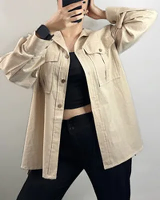 شومیز زنانه دو جیب لینن مدل 4798