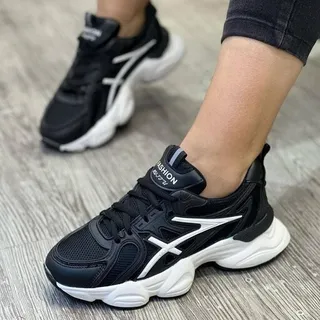 کتونی آسیکس زنانه دخترانه کفش ونس اسپرت اسپورت اسیکس asics مشکی سفید طبی چرم لژدار لژ دار شیک سبک راحت رانینگ ورزشی هشت