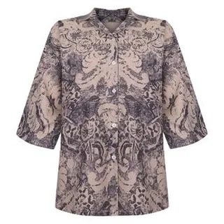 شومیز آستین سه ربع یقه برگردان زنانه مدل لاله