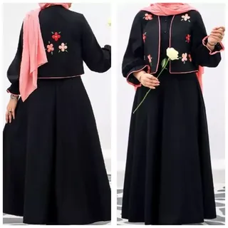 مانتو بلند دوتیکه گلدوزی شده