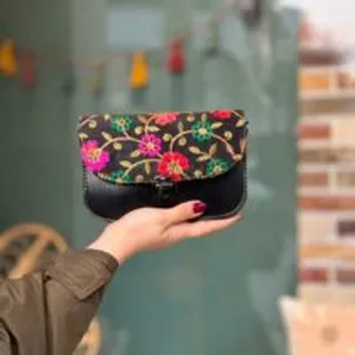 کیف سوزندوزی نارگل بهار سبز صورتی