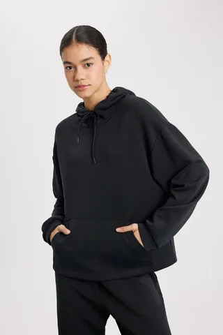 Defactoژاکت ورزشی DeFactoFit Oversize Hooded Modal