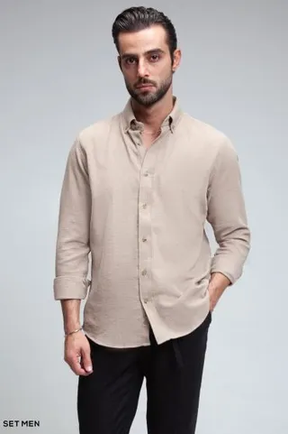 پیراهن مردانه آستین بلند کنفی