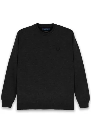 پلیور زغالی یقه گرد ساده