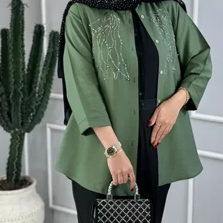 تونیک مانتویی زنانه عیدانه جنس بابوس دو نخ 