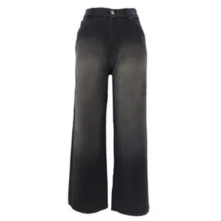 شلوار جین بگ زنانه مدل  کمر کشی کد 20112 رنگ زغالی