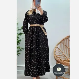 پیراهن بلند زنانه و دخترانه جنس لنین شانتون مدل گل اندام