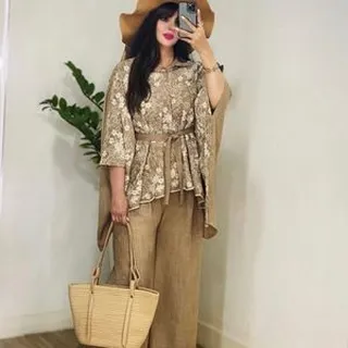 ست پانچ و شلوار زنانه طرح بهار