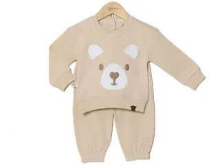 بلوز و شلوار دورس رنگ کرم طرح خرس دماغ قلبی آی نور بیبی inoor baby