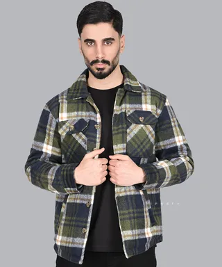 کاپشن پشمی مردانه مدل چهارخانه 7007