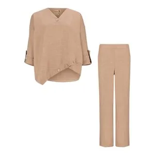 ست تونیک و شلوار زنانه مدل نانیسا کد 220947 رنگ نسکافه‌ای