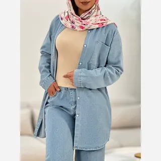 مانتو جین اصل ، مانتو لی فری سایز ، دخترانه و زنانه ، شیک اسپرت