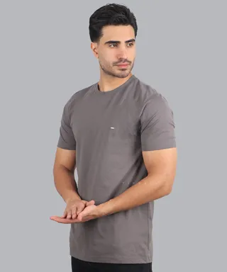 تیشرت ساده طوسی تیره مردانه 9130