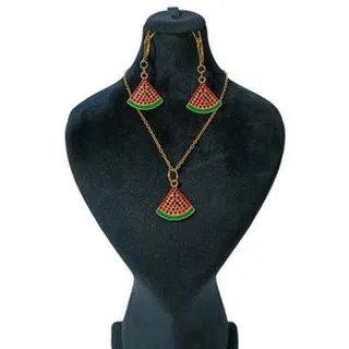 نیم ست زنانه مدل یلدایی هندوانه نگین دار