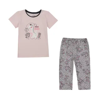 ست تی شرت و شلوار دخترانه ناربن مدل دایناسور رنگ ص...