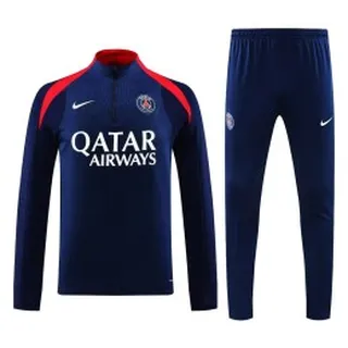 ست نیم زیپ شلوار پاریسن ژرمن  Paris Saint-Germain 2024-25 Navy Blue Red Tracksuit