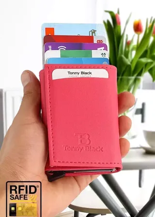 کیف پول جا کارتی محافظ سکه ضد جعبه‎دار اتوماتیک & اصل برند Tonny Black کد 1729360594