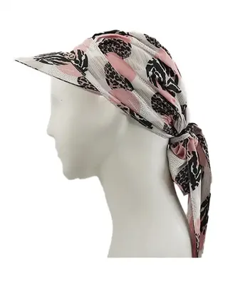 کلاه زنانه پشت کش دار سفید تارتن Tartan طرح دایره پلنگی کد 1122417600