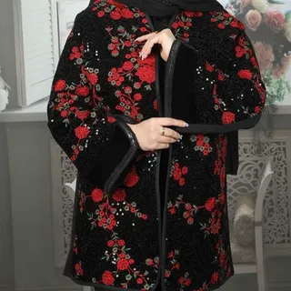 مانتو زنانه مانتو کتی مزونی سوزن دوزی مانتومجلسی
