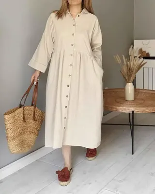 پیراهن زنانه خاکی نگار ندایی Negar Nedaei مدل Aila