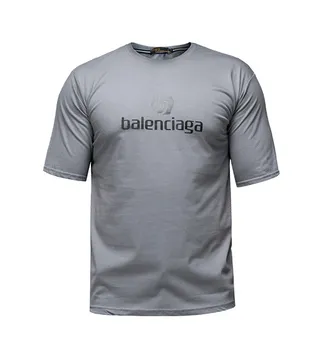 تیشرت BALENCIAGA یقه گرد مردانه نخ پنبه طوسی طرح دار