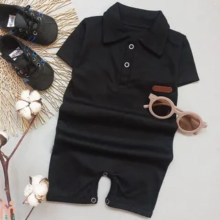 رامپر یقه دار نخی نوزاد و بچه گانه مشکی...