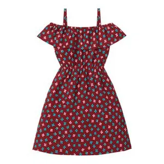 پیراهن یقه قایقی زنانه مدل ریز گل رنگ جگری