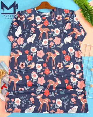 پیراهن راحتی ماکسی سایز بزرگ طرح باغ