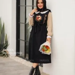 شومیز و سارافون آگرین کرم تیره مشکی