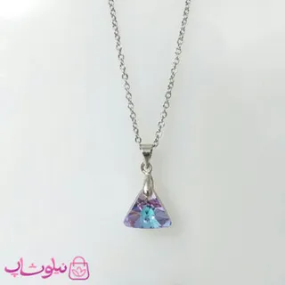 گردنبند سواروسکی زنانه استیل مدل مثلث هفت رنگ سایز کوچک کد 200