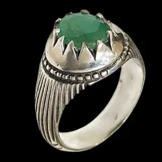 انگشتر نقره مردانه مدل سنگ زمرد آفریقایی کد ۳۲۰۰