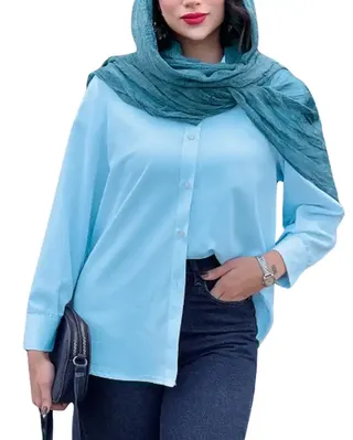 شومیز زنانه آبی روشن کد 17286