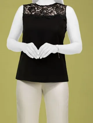 تاپ  زنانه مجلسی کرپ گیپوردار هستی مشکی