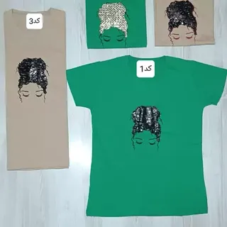 تیشرت زنانه نخ پنبه خالص تیکه دوزی و گلدوزی طرح گیسو