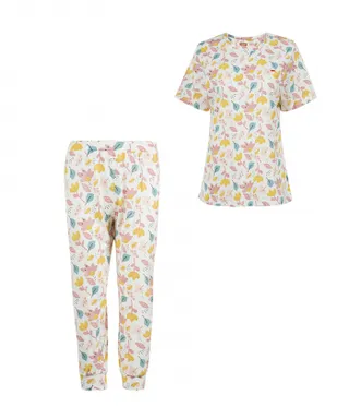 ست تیشرت و شلوار نخی راحتی زنانه مادر مدل MA423W