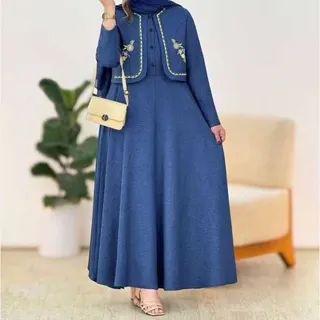 ست جلیقه پیراهن گلدوزی شده یاس جنس شانتون 