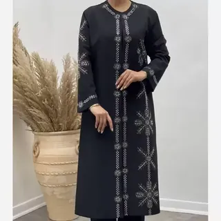 مانتو بلند مجلسی نگین کاری شده عیدانه مازراتی توییست درجه یک