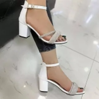 صندل مجلسی پاشنه بلند نگین دار رنگ سفید